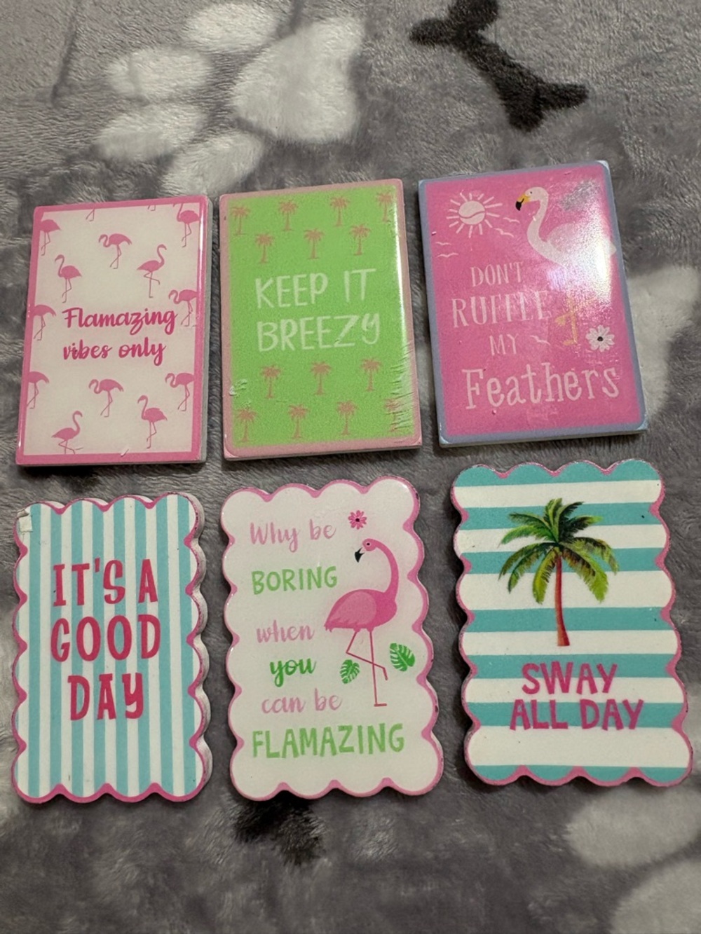 Flamingo Magnet Set - Pink & Green Tropical Accent Magnets